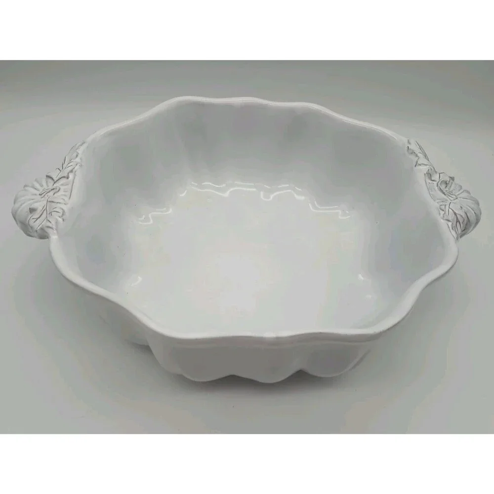 Sur La Table Bowl Embossed Pumpkin White Double Handled Serving 9